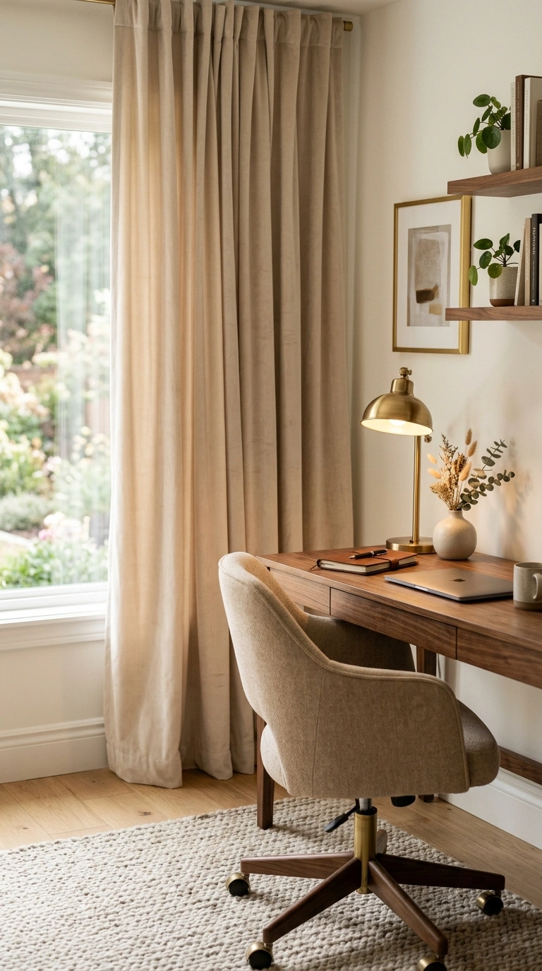 019 Light Velvet Curtains In A Soft Luxury Office Crea