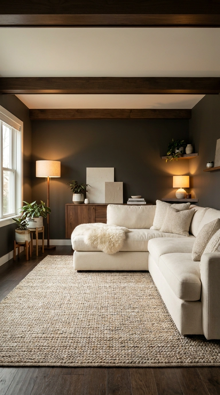 020 Earthy Charcoal Cozy Living Room Create a high res