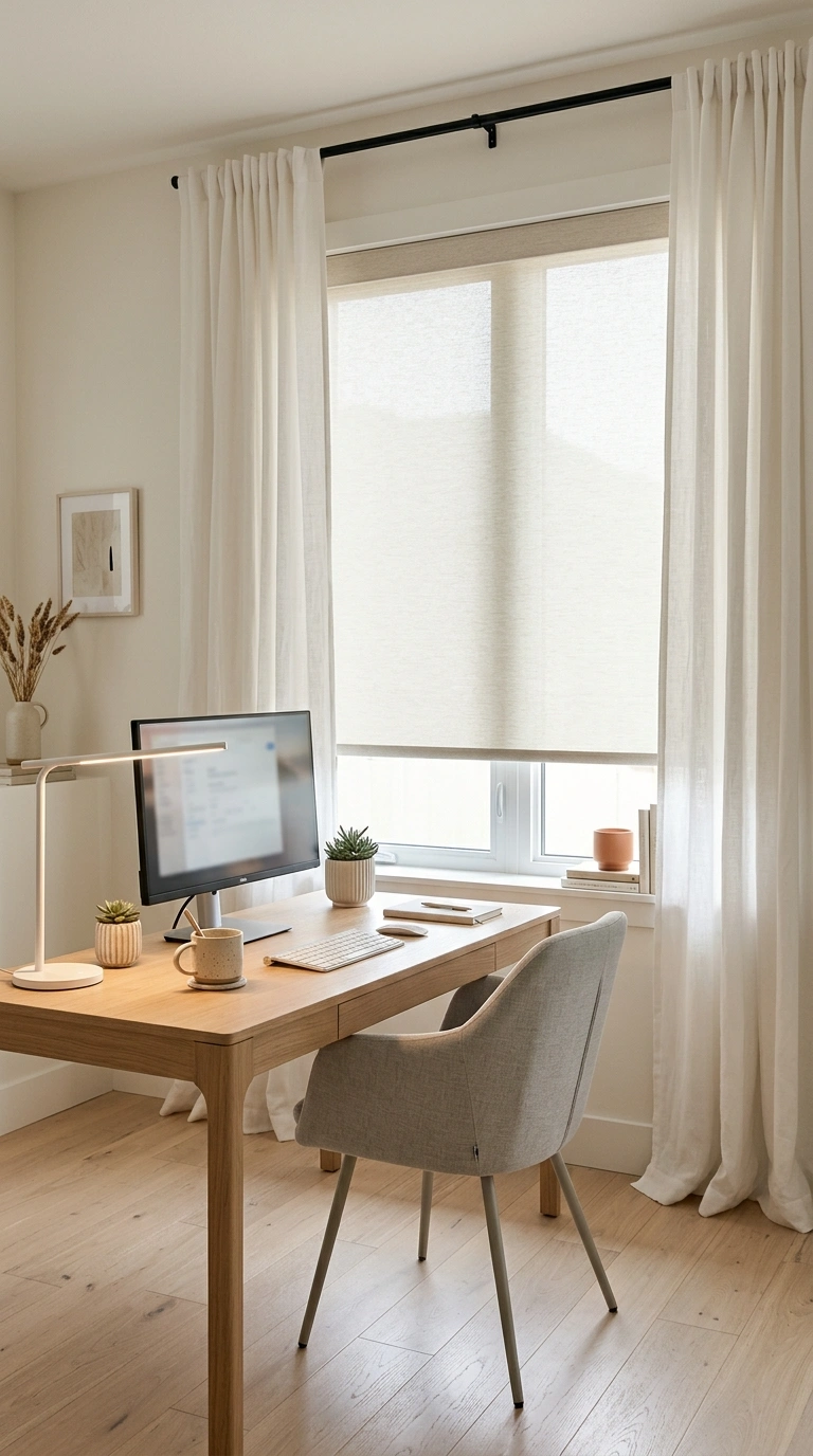 020 Light Filtering Roller Shades With Soft Drapes Cre