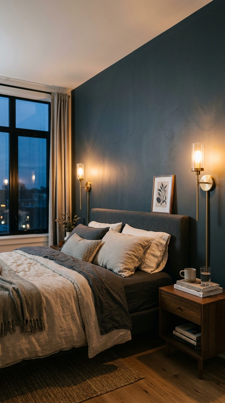 021 An evening bedroom where a pair of warm 2700K wall