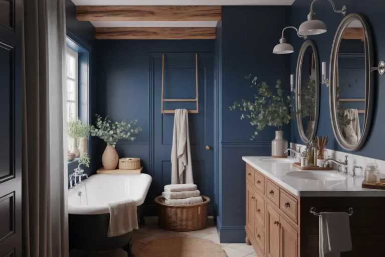19 Navy Bathroom Decor Ideas That Feel Cozy and Farmhouse Inspired