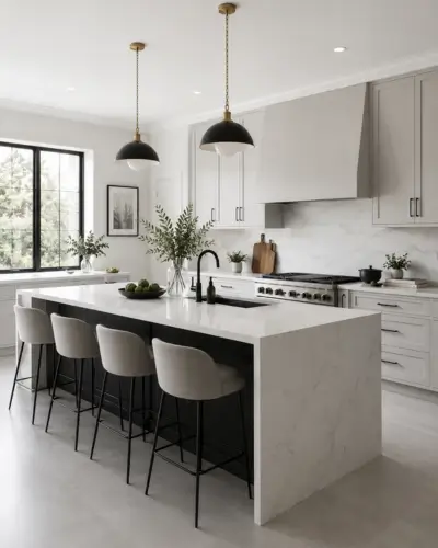 Modern minimalist kitchen with island
