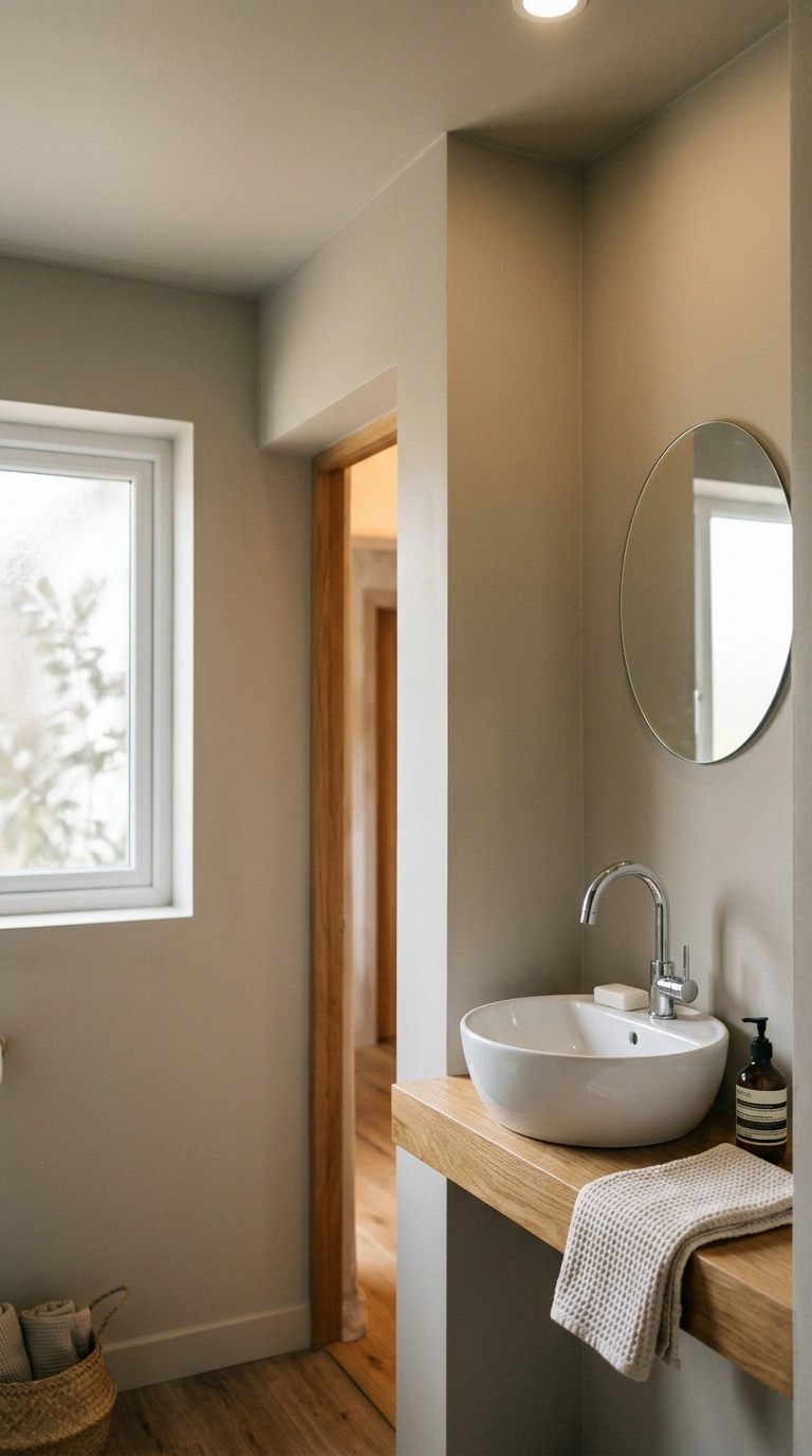 001 A small bathroom wrapped wall and ceiling in one s