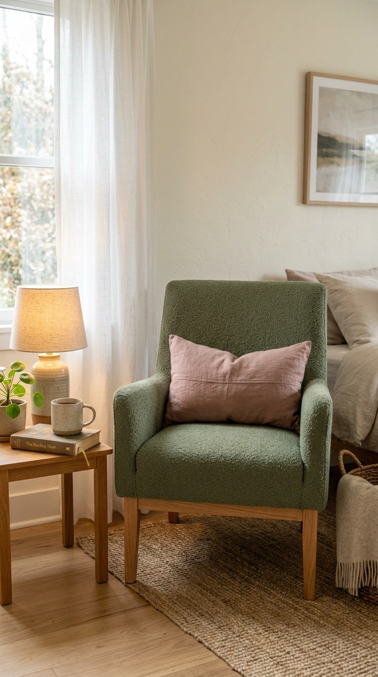 001 A supportive reading chair with a slightly upright