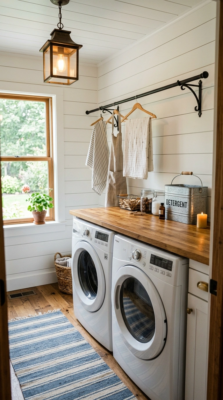 002 A farmhouse laundry room with horizontal white shi