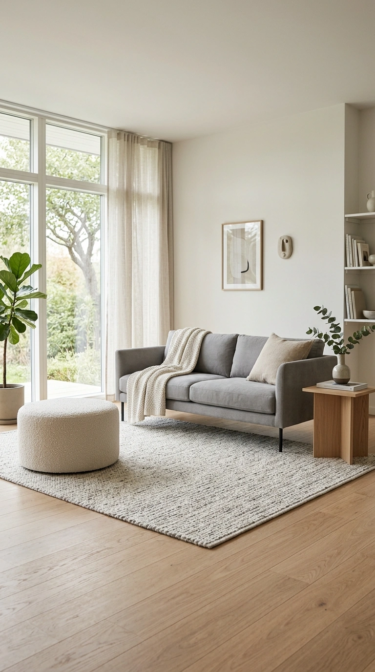 002 An airy Scandinavian living room showing the right