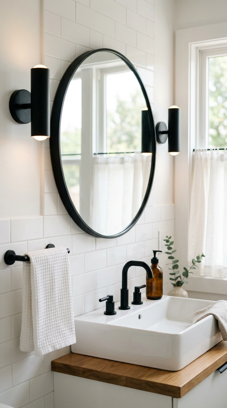 004 A bright white bathroom with matte black faucet bl