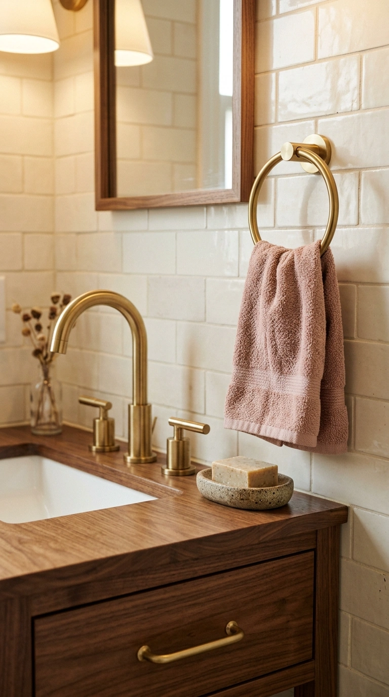 004 A close styled corner of a small bathroom vanity w