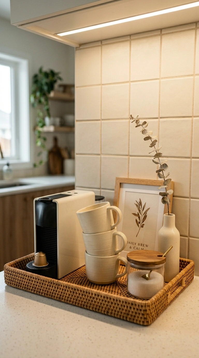 004 A corner kitchen coffee nook built on a woven ratt