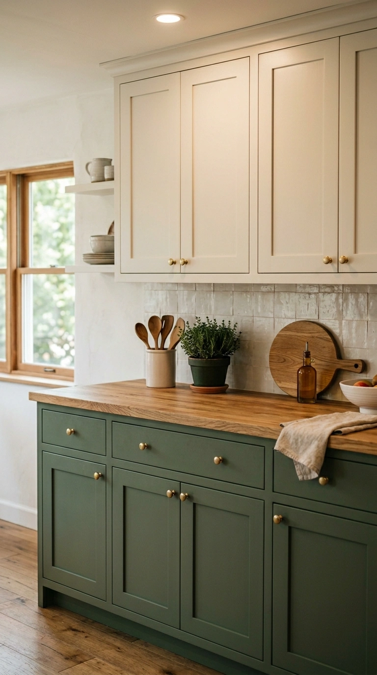 004 A two tone kitchen with light warm white upper cab