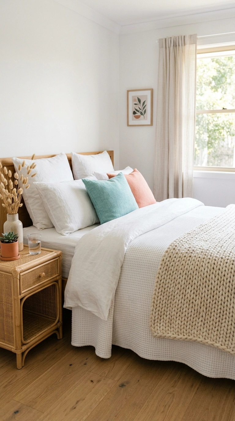 005 A bright bedroom with a soft warm white base white