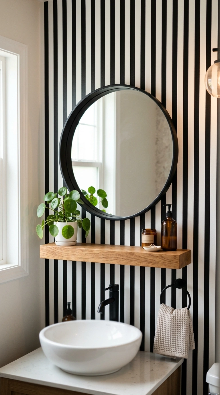 007 A powder room feature wall painted in crisp evenly