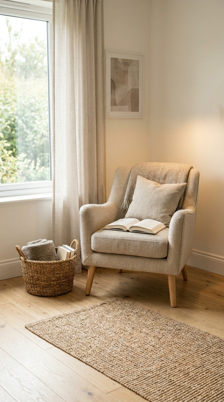 007 A reading corner with a clear uncluttered floor on