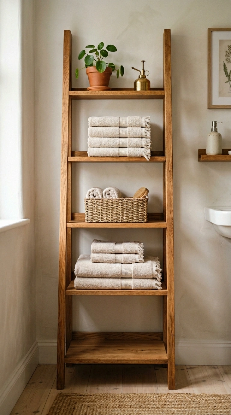 007 A small bathroom corner with a tall narrow warm wo