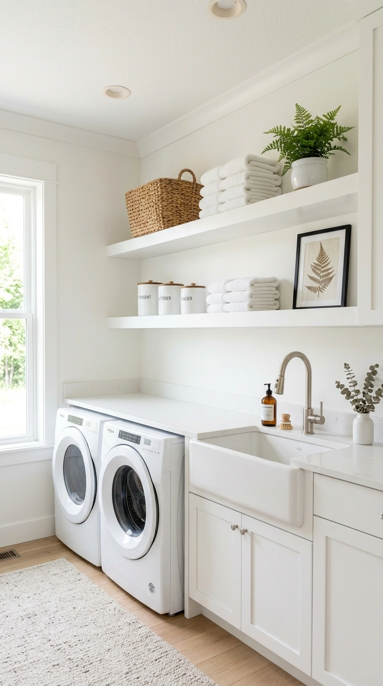 008 A bright all white laundry room with two long whit