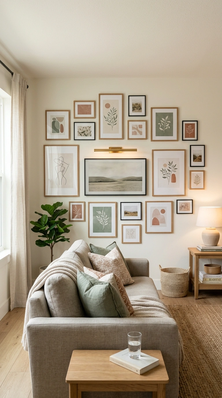 008 A small living room with a flat TV surrounded by a