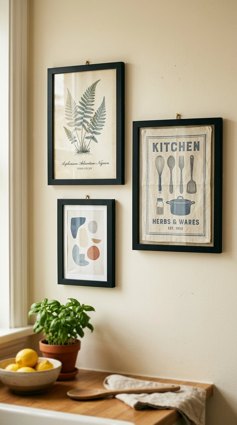 010 A small kitchen wall gallery of two or three simpl