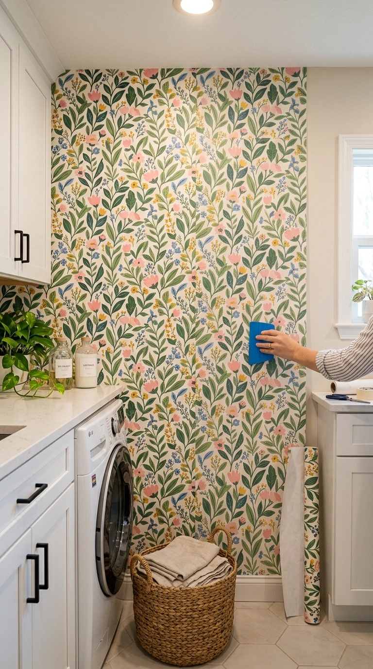011 A laundry room mid makeover with peel and stick fl