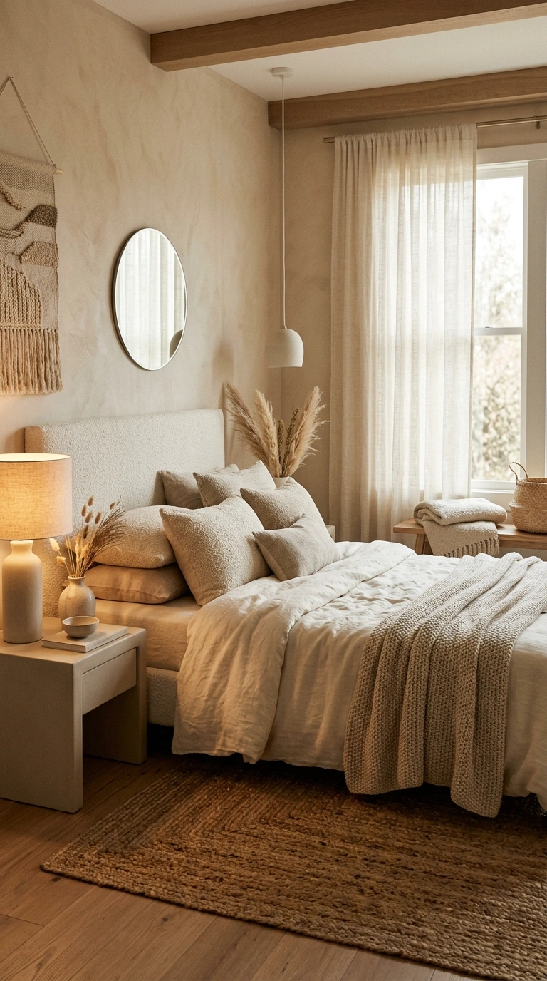 013 A serene tonal bedroom built from soft sand warm b