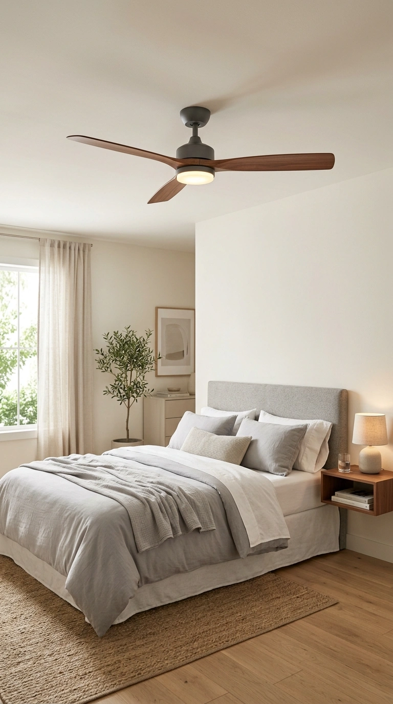 014 A clean modern bedroom with a sleek low profile ce