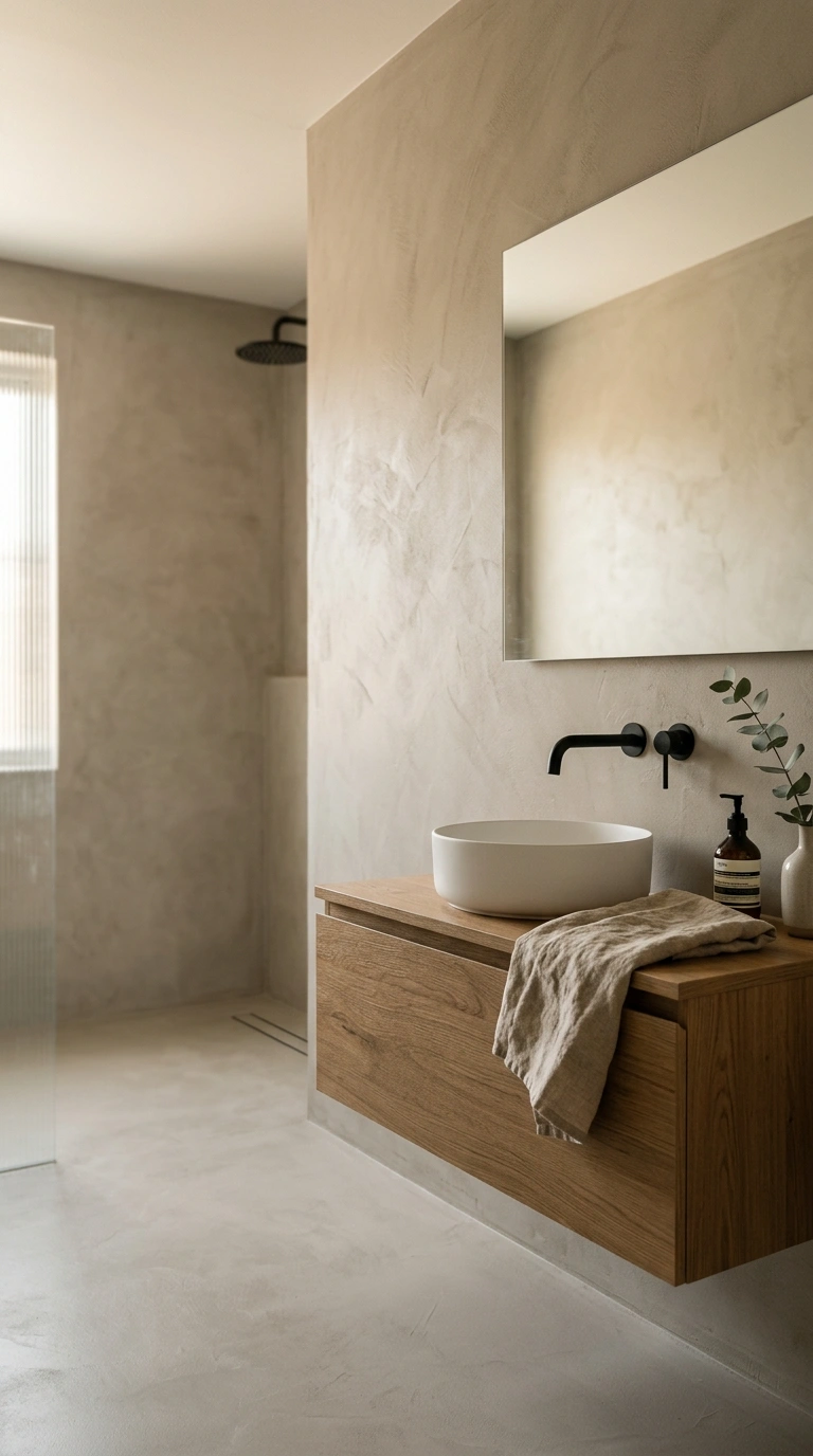 014 A seamless microcement bathroom in warm greige wra