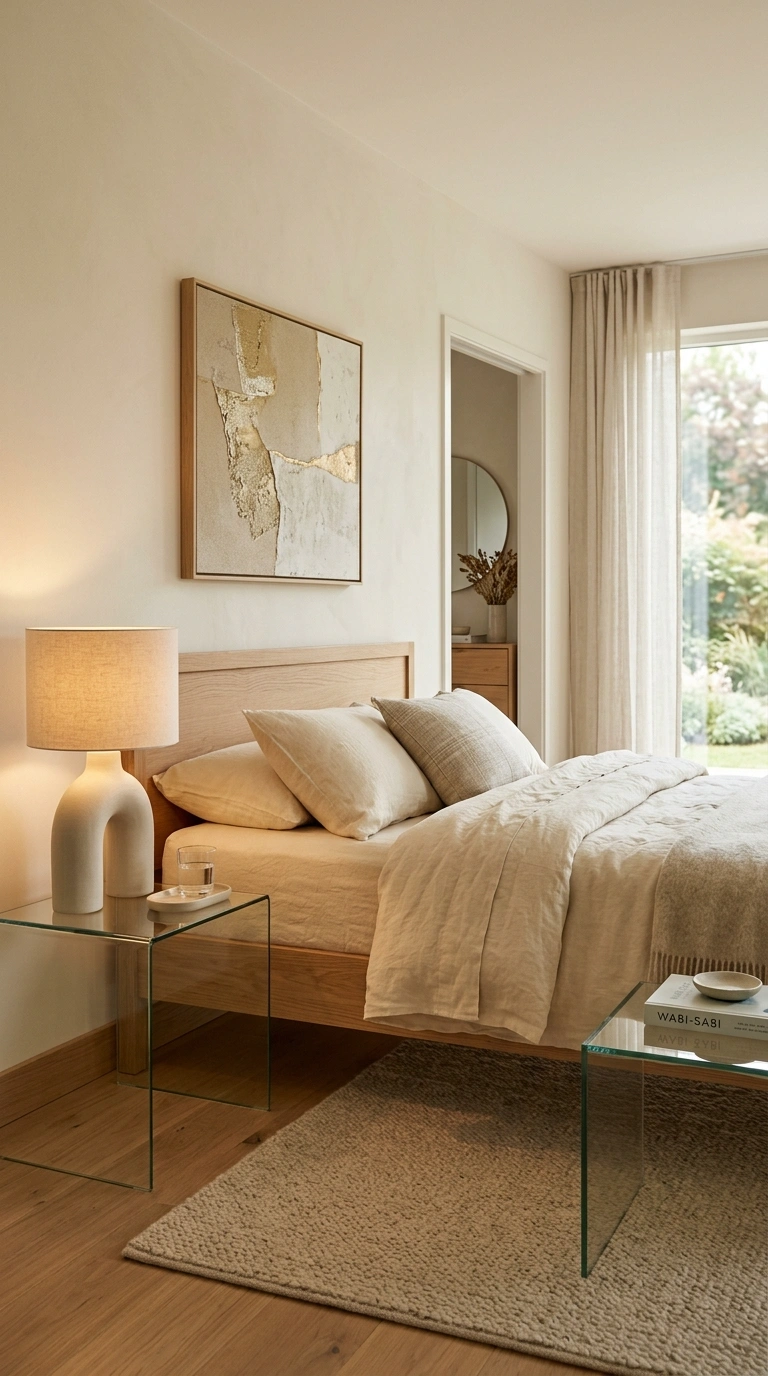 015 A quiet luxury minimalist bedroom with a well made