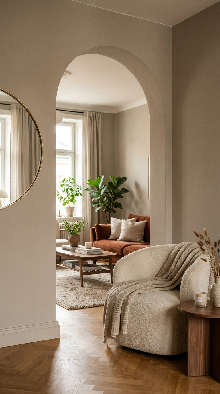 016 A softly arched doorway framing the view into an a