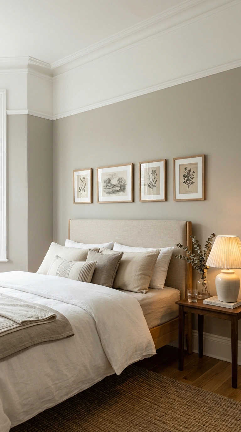 017 A tall feeling bedroom with white picture rail mol
