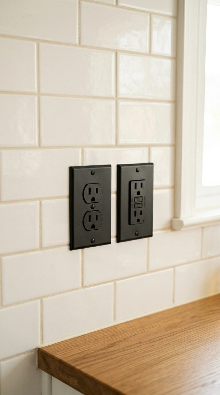 018 A close up of a kitchen outlet area with crisp new