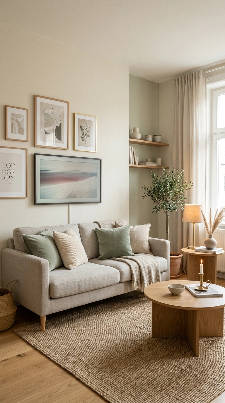 018 A serene small living room wrapped in a light pale