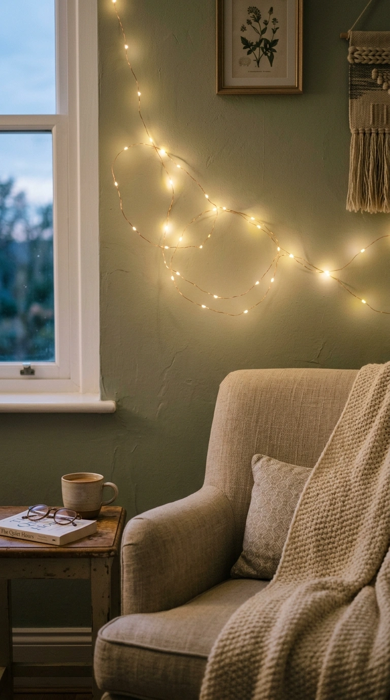 018 A short strand of warm white 2700K fairy lights on