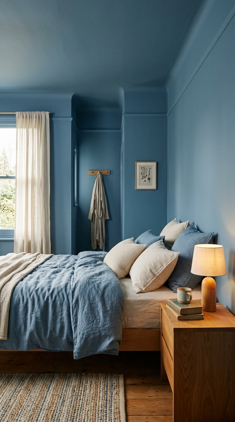 018 A softly enveloping small bedroom color drenched i