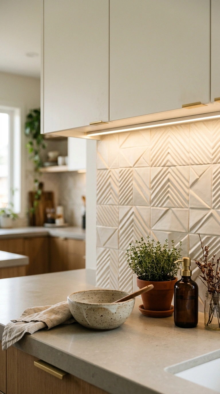 018 A three dimensional textured tile backsplash in wa