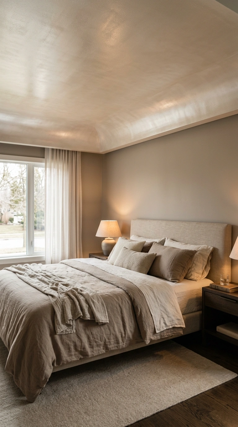 021 A refined bedroom with a soft champagne pearlized
