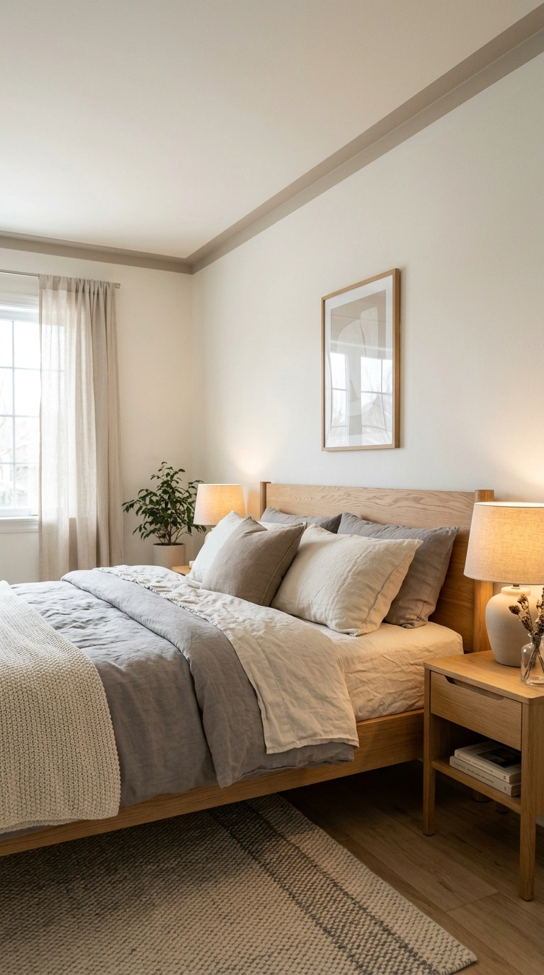 024 A tidy bedroom with a slim painted border framing