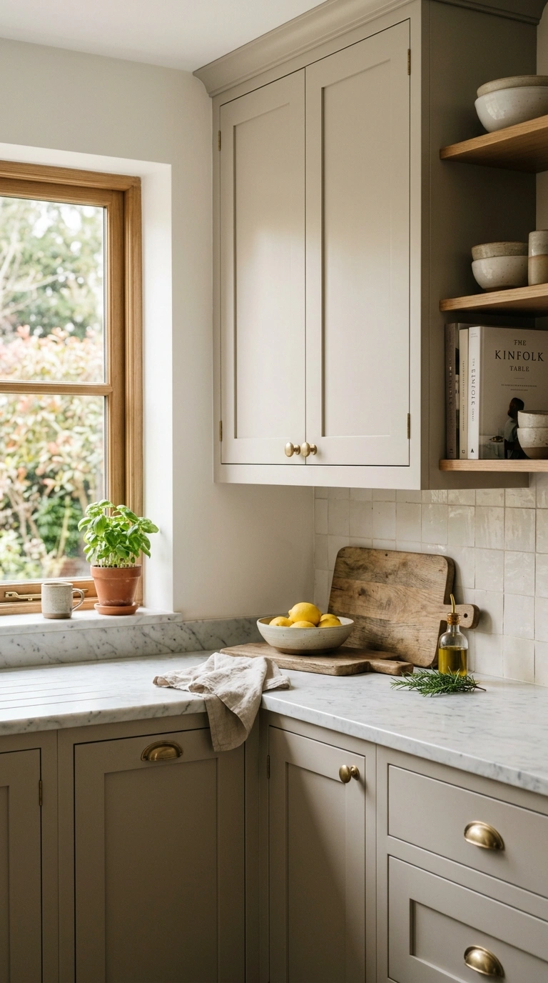 001 A timeless kitchen with soft greige shaker cabinet