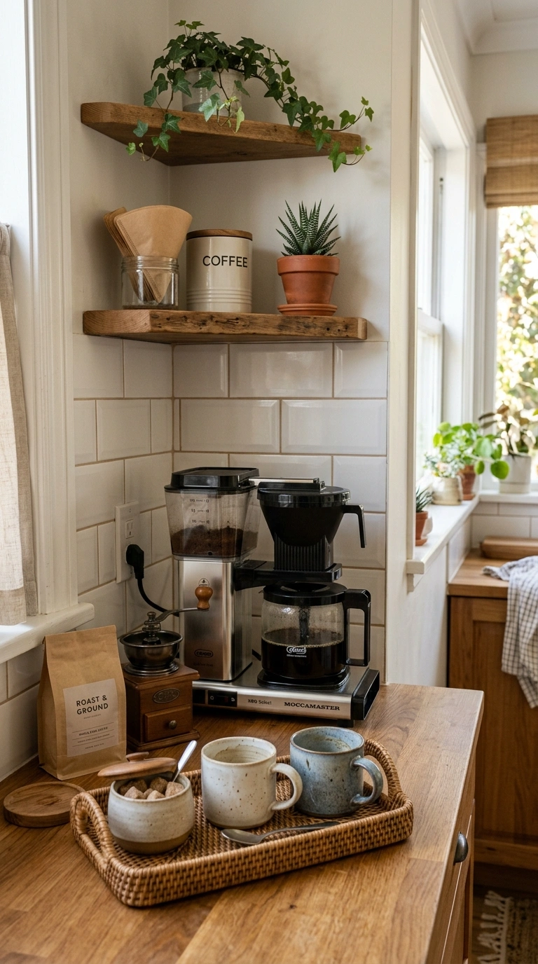 003 Corner Coffee Nook A kitchen corner coffee station