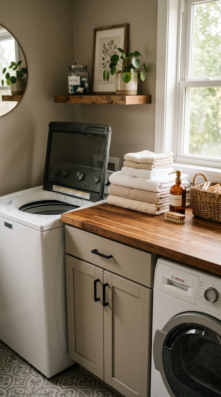 004 A laundry room with a butcher block counter runnin 1