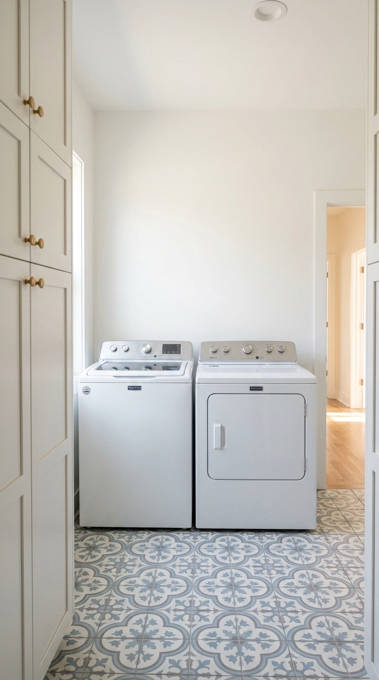 005 A laundry room with tall soft white pantry style c 1