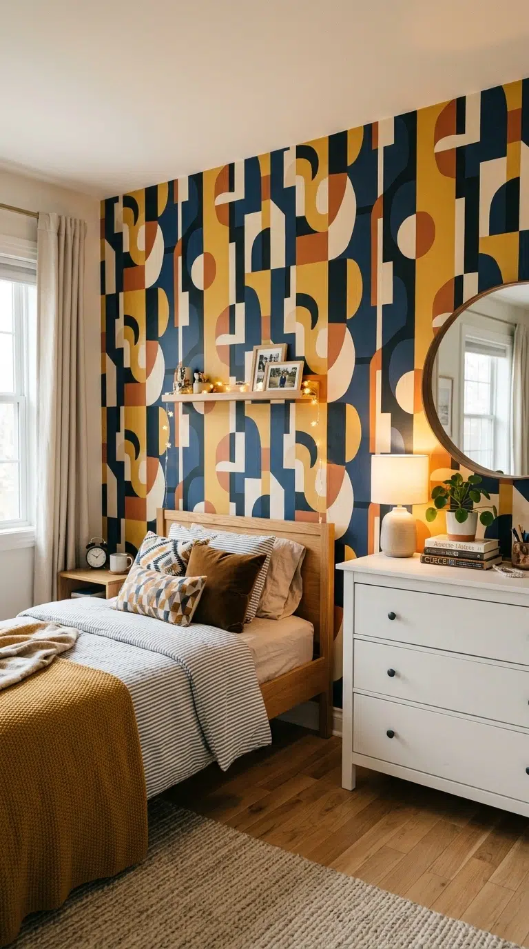 006 A teen bedroom accent wall covered in bold removab