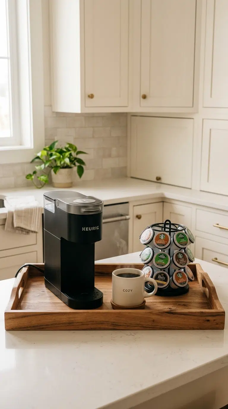 007 A Keurig machine mug and pod holder all sitting to