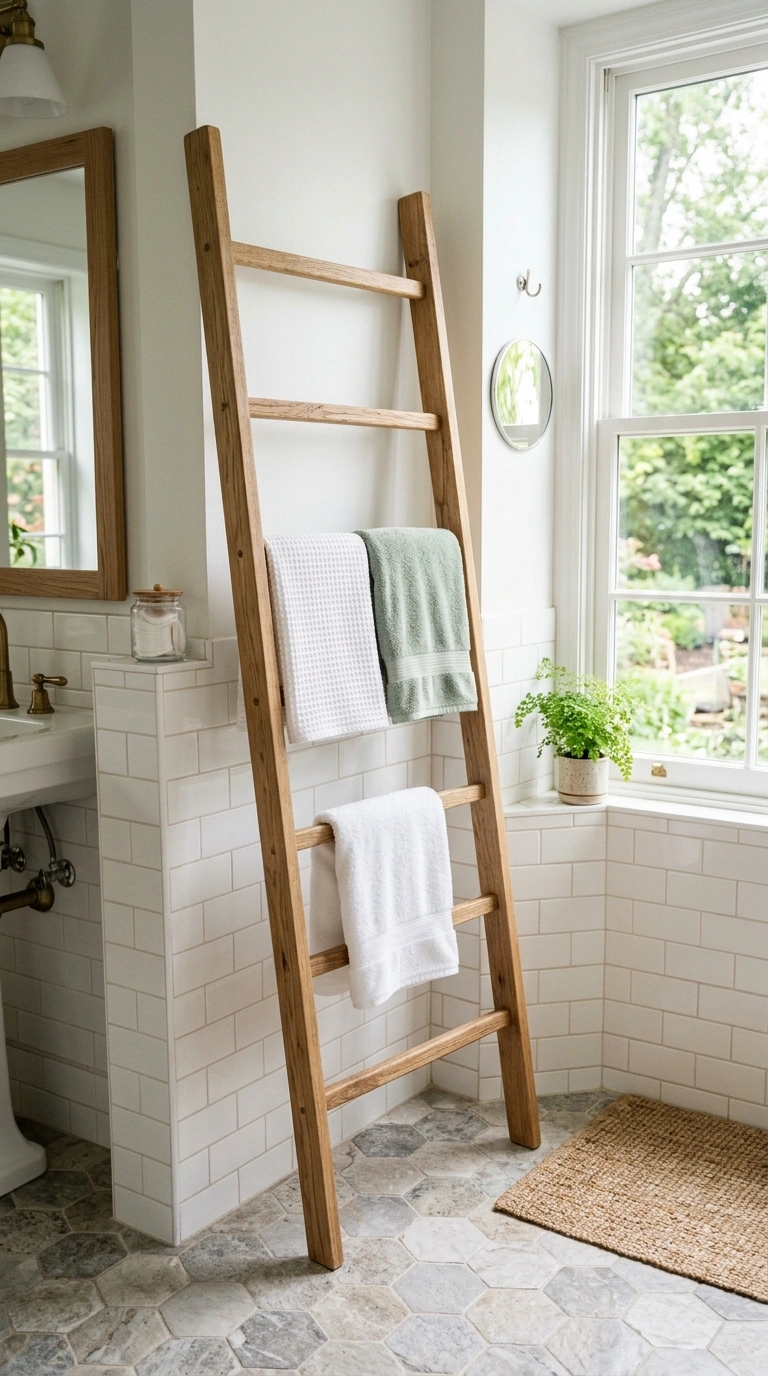 007 Ladder Towel Rack A wood ladder style towel rack l