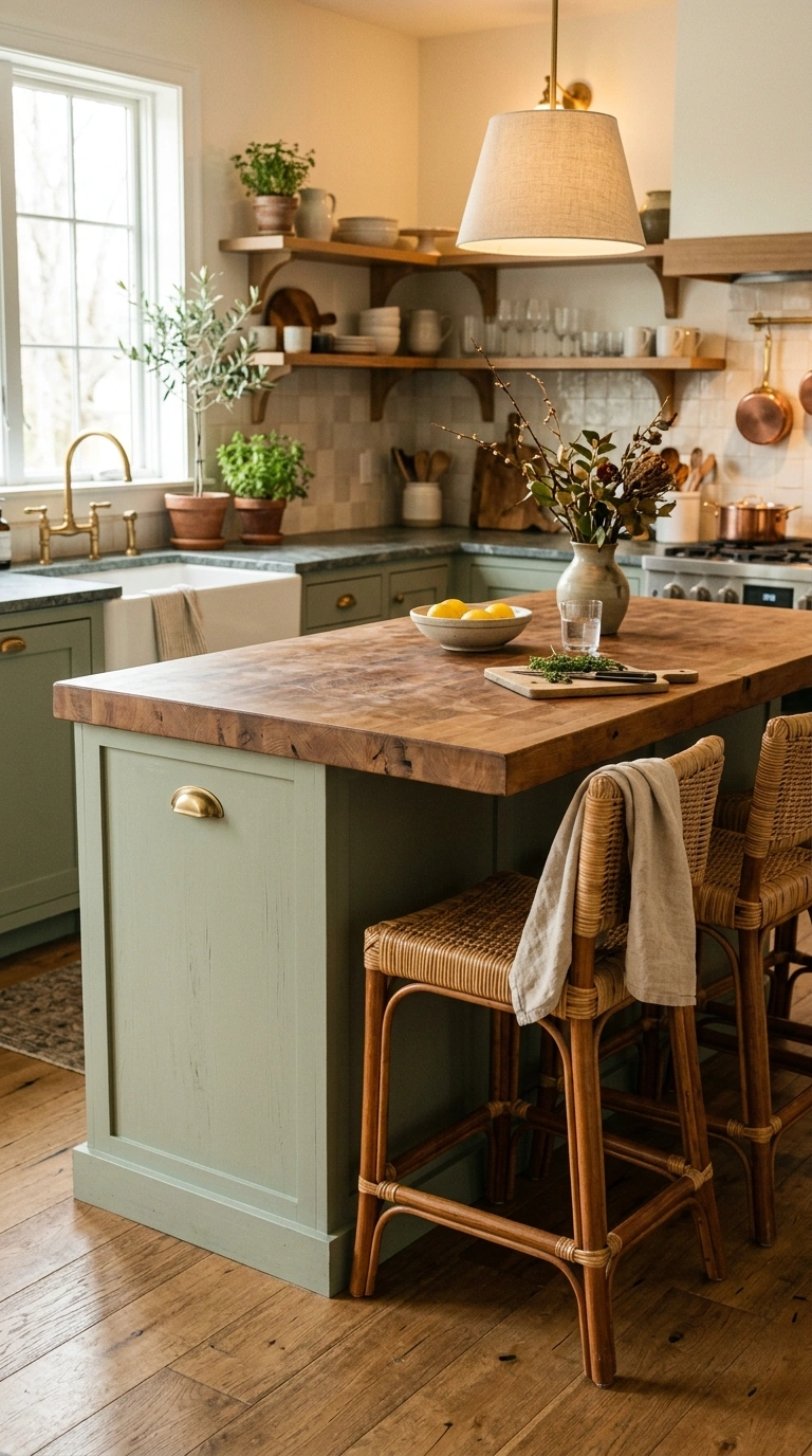 011 A kitchen island with quiet character a complement