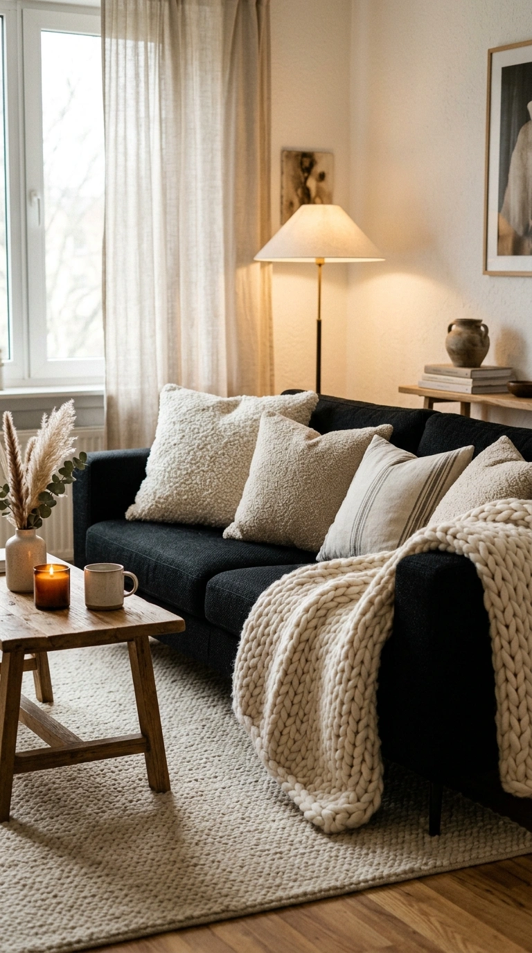 011 A living room layered with cream linen and boucle