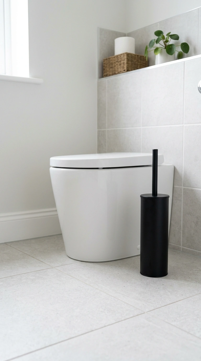 012 Freestanding Toilet Brush A bathroom corner beside