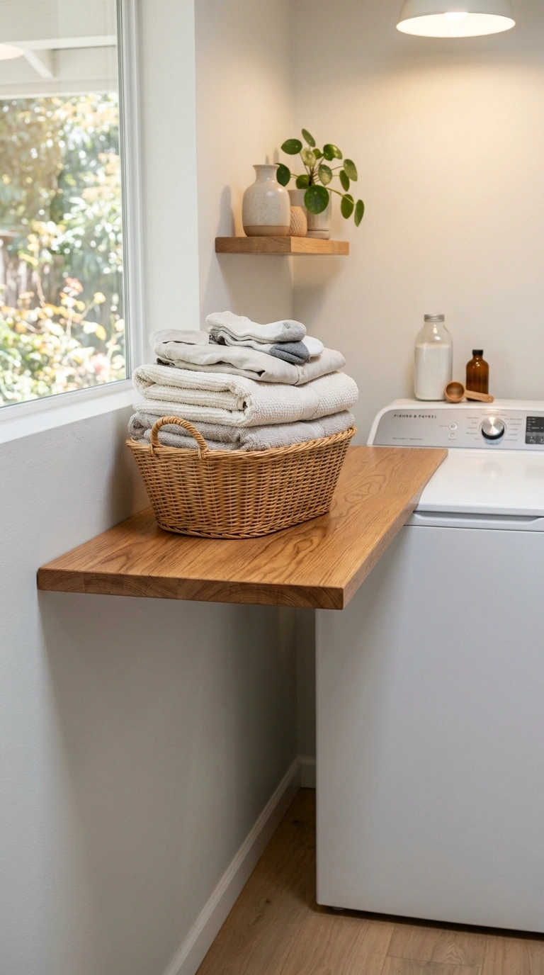 013 A warm oak lift up folding counter mounted on a si