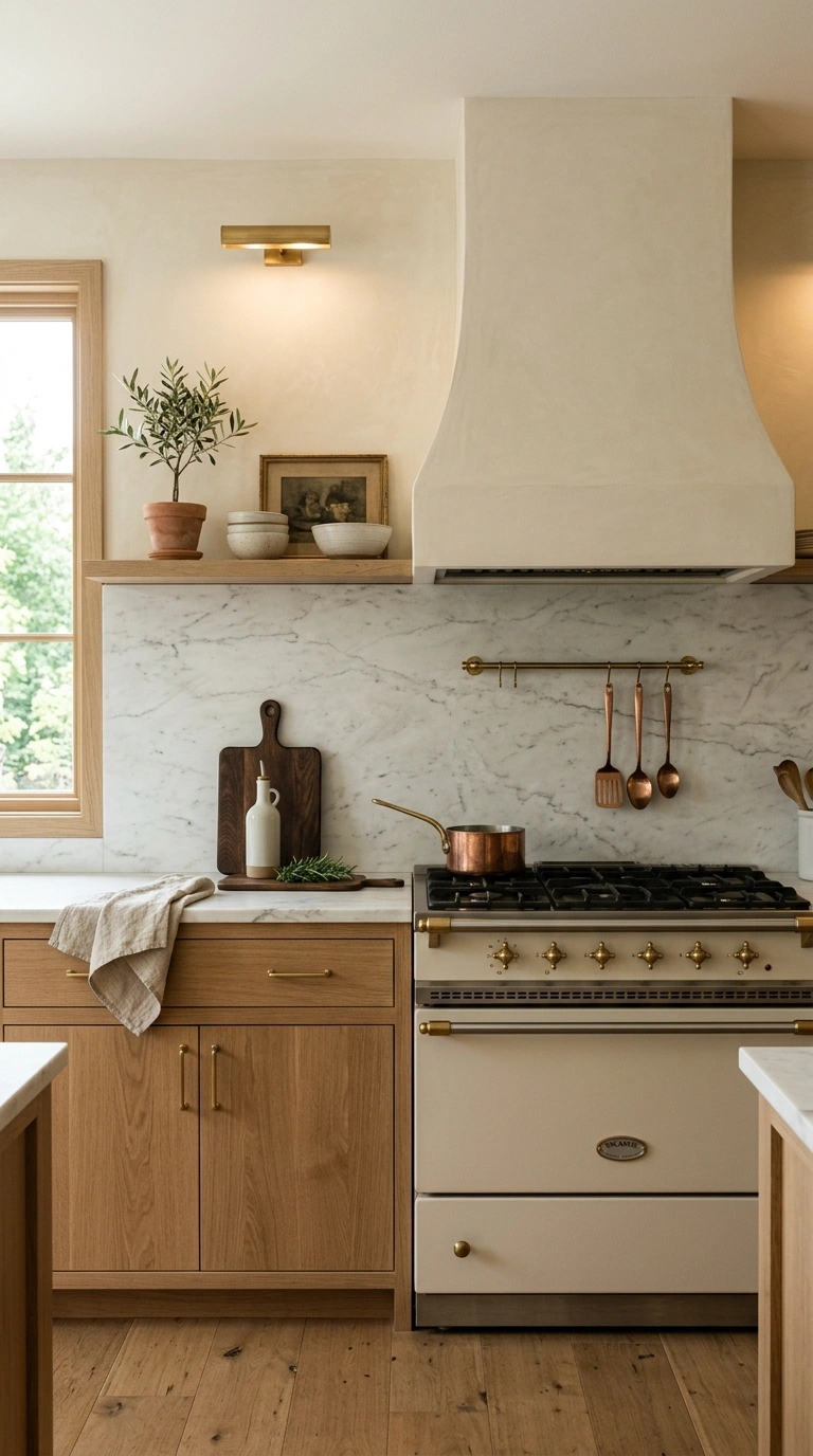 015 A kitchen with a simple well proportioned plaster