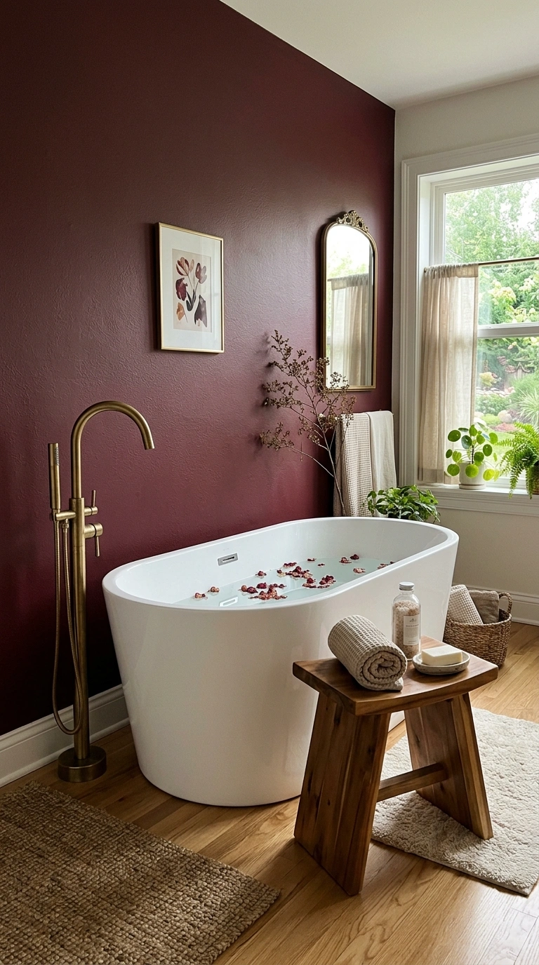 018 Deep Burgundy Accent Wall A deep burgundy accent w