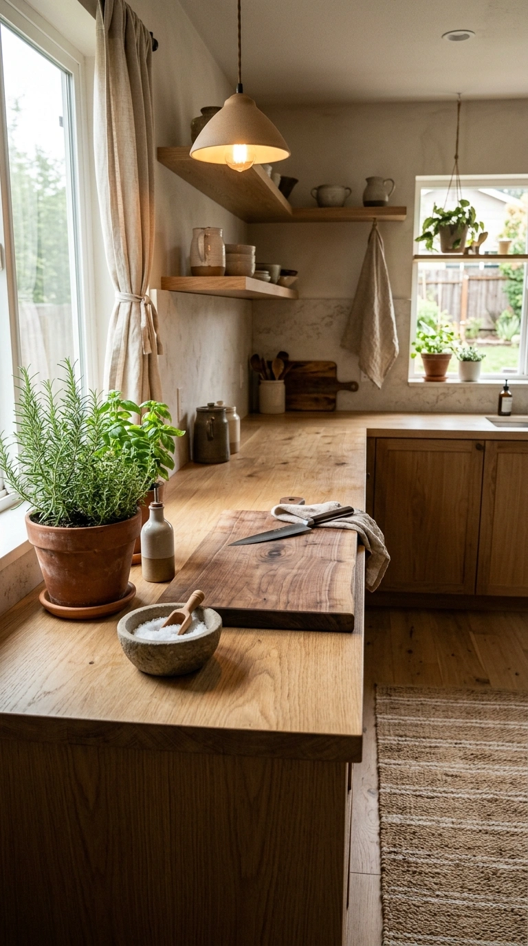 019 A calm uncluttered kitchen with clear counters rev