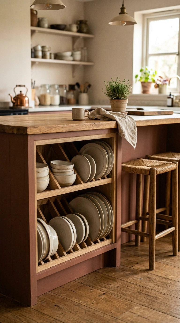 020 A kitchen island seating side with an angled open